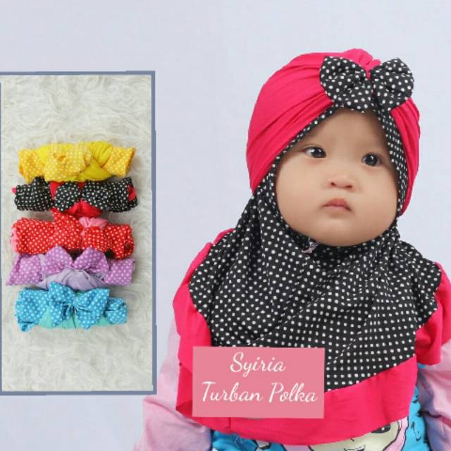 jilbab / anak / bayi / hijab / AMANDA POLKA+TURBAN 0-3 tahun / STOK