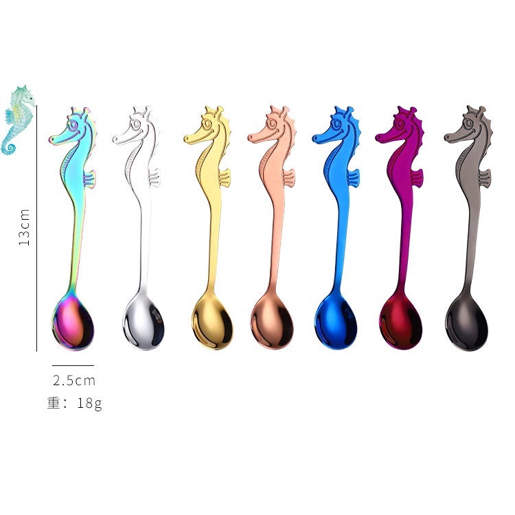 Creative Cute Seahorse Shark Dolphin Stainless Steel Coffee Hanging Spoon Tableware for Kitchen