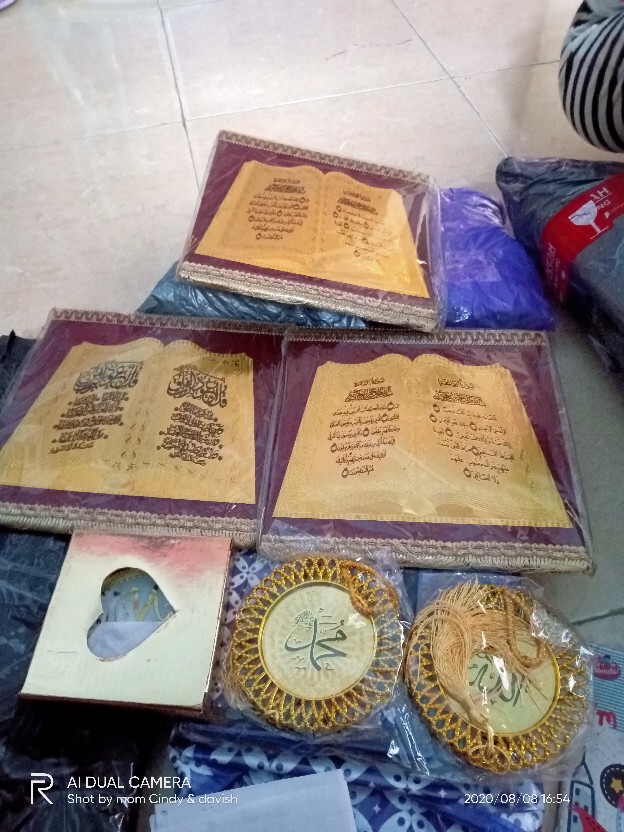 Souvenir Kaligrafi Hanging Plate Allah-muhammad 1 Set Gold (12439)