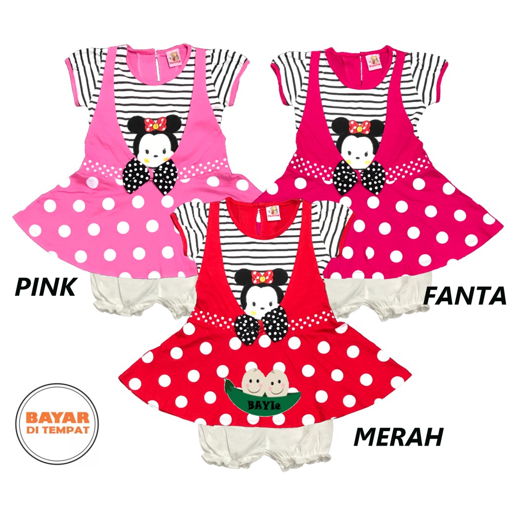 BAYIe - Setelan Baju Anak/Bayi Dress Perempuan motif TSUM PITA YUNISA/Pakaian anak cewek 1-2 tahun