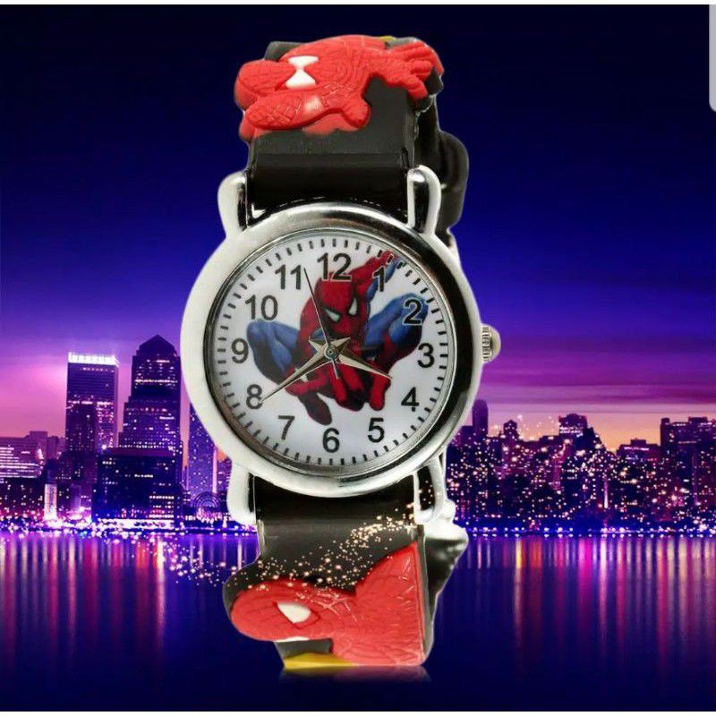 (Grosir)Jam Tangan Anak&quot; Timbul Spiderman Strap Rubber(Terima Cod)