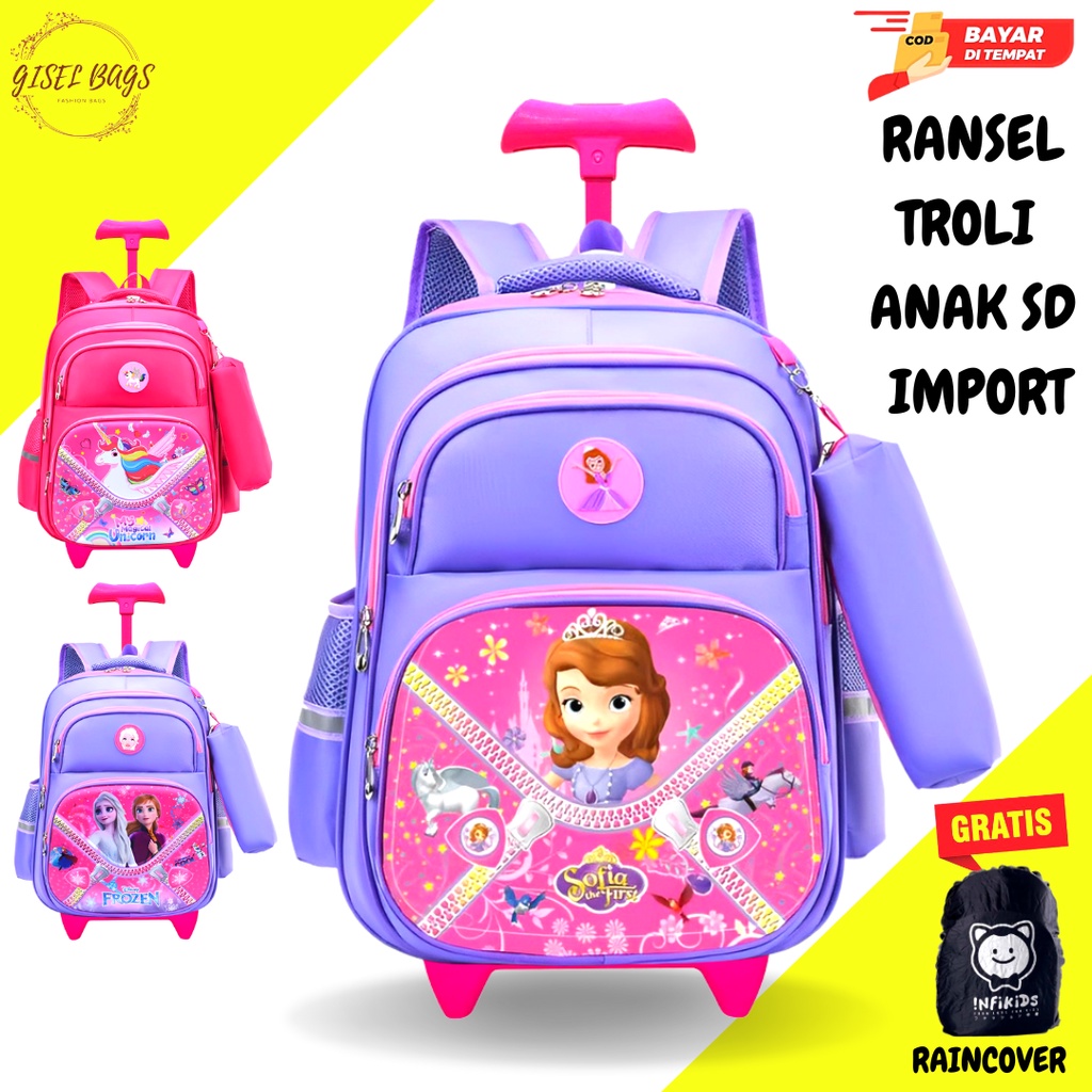 GB Ransel troli anak perempuan sd gambar karakter lucu dan imut import