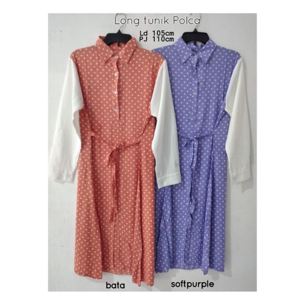 Long tunik polca bata lilac katun rayon viscose