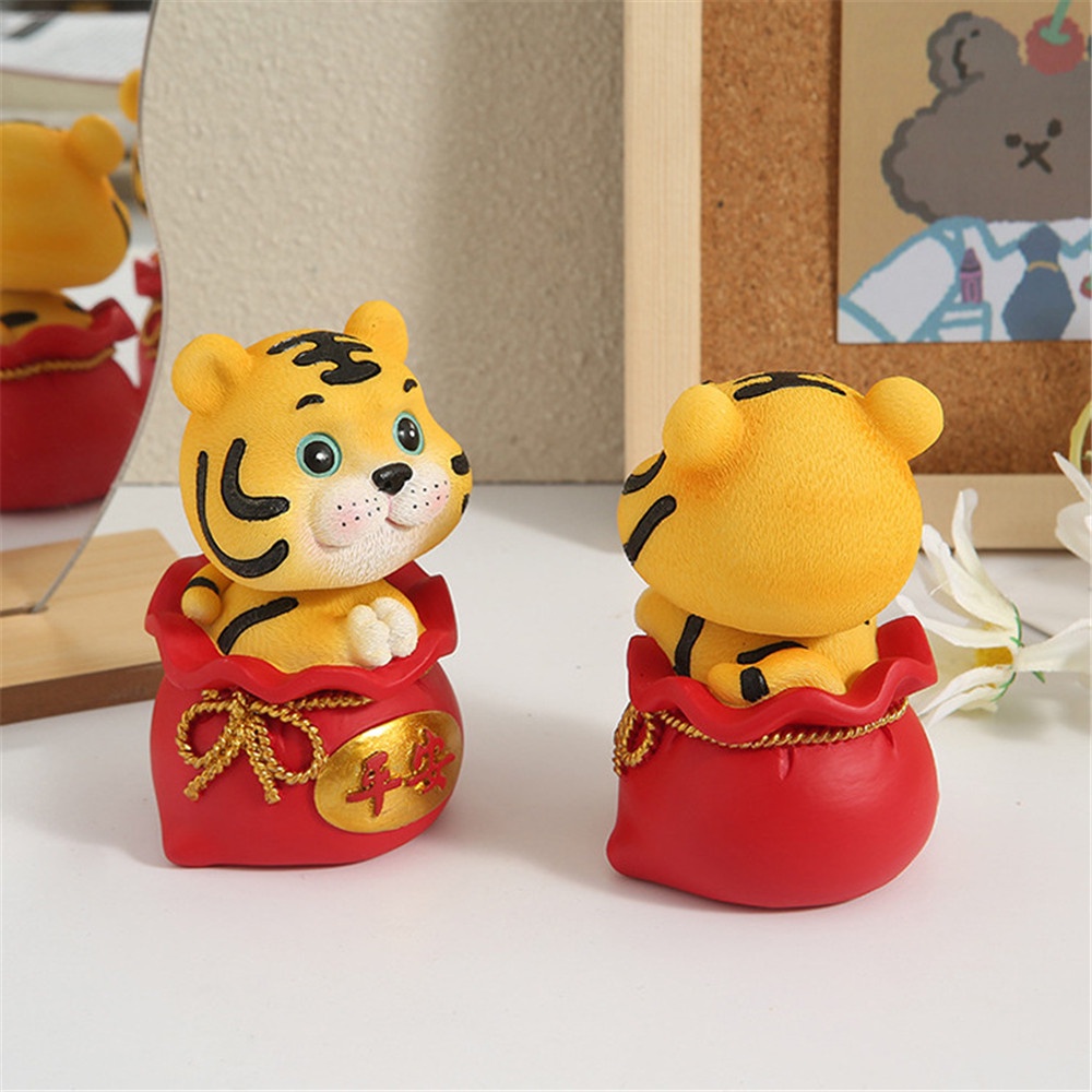 2022 Tahun Baru Kreatif Meriah Harimau Uang Tas Kerajinan Resin Mobil Desktop Dekorasi Ornamen
