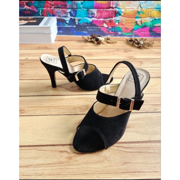 haigh Heels Wanita 9cm  bahan Suede cocok Untuk Pesta  Import Hak Tahu Murah Remaja, High Heels hak 