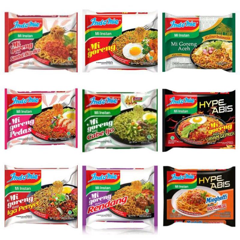 

Indomie Mie Goreng Varian - Mi Instant Rawon Pedas / Rendang / Geprek / Rica / Ayam Pop