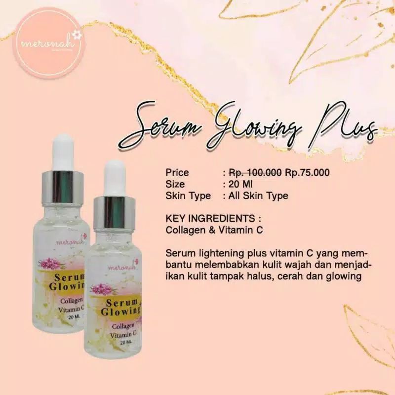 PAKET Meronah Glowing Cream 2in1 dan Serum glowing collagen vitamin c mencerahkan