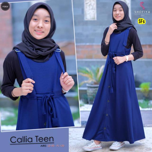 TERLARIS Gamis Remaja Kekinian 2IN1(INNER+OUTER) Callia Original By Shofiya