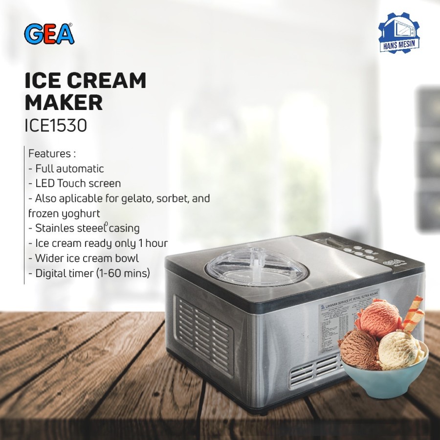 Mesin pembuat es cream gelato hard ice cream machine GEA ICE 1530