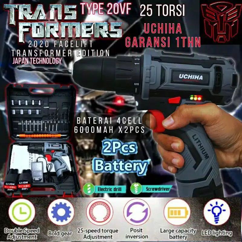 Bor baterai cordless 20volt sett uchiha