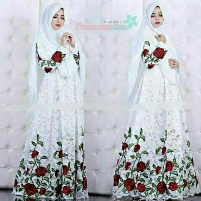 Gamis Rose Pakaian Muslim Wanita Gamis Brokat Baju Muslim Wanita Gamis Bordir Gamis Pesta