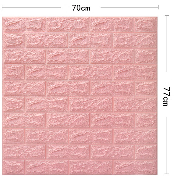 Big Size 70x77cm Wallpaper Dinding 3D ​Motif Batu Bata Putih Sticker Dinding Dekorasi Kamar ​murah Perekat Diri-ZW-2 PINK（ 70x77cm）