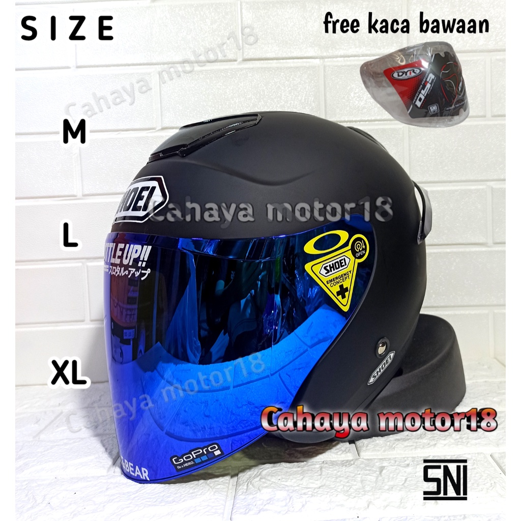 PAKET GANTENG HELM KYT KYOTO REPLICA|MERK DYR|CUSTOM STICKER SHOE CLONE|HITAM DOP