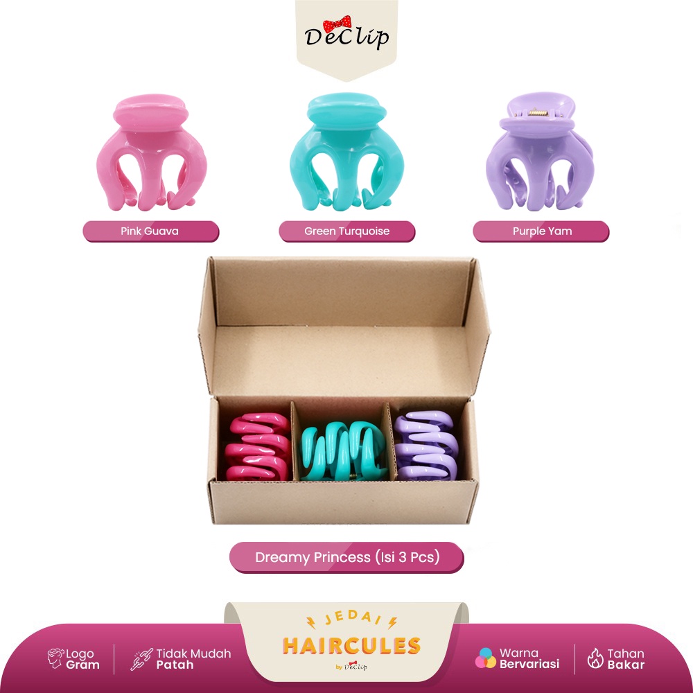 Jual Jedai Haircules Declip Original Gigi 3 Ukuran 5cm Warna Dreamy Princess Isi 3pcs Shopee 7191