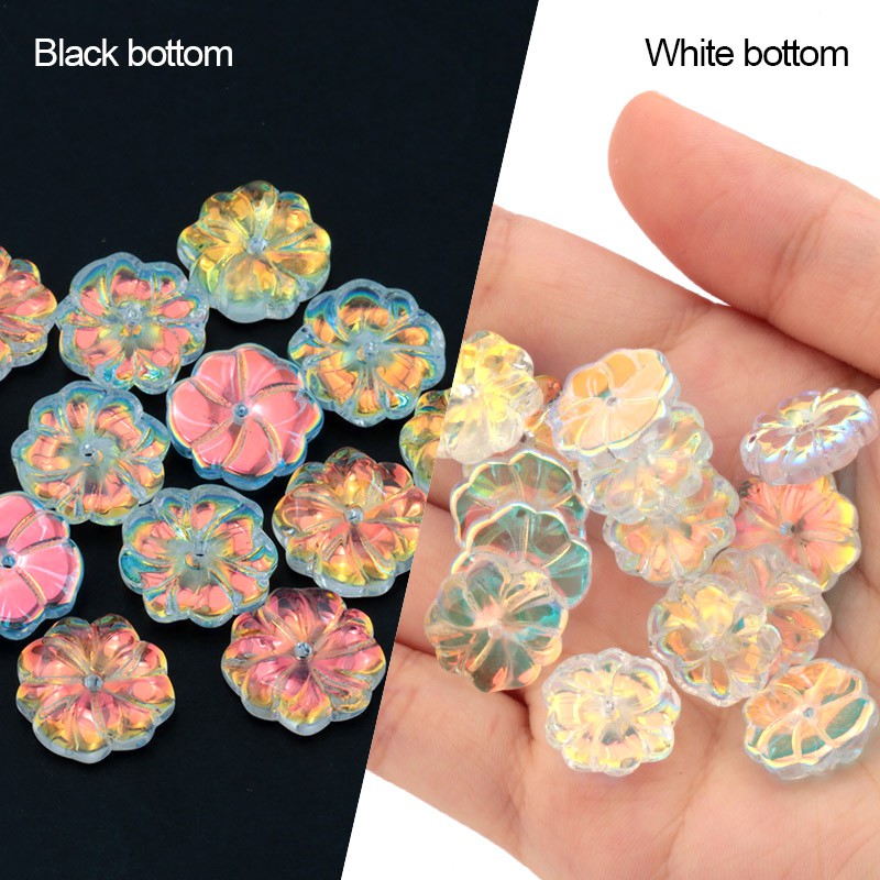 15x15x3.5mm bunga bentuk manik-manik kristal pesona bunga manik-manik 28PCS