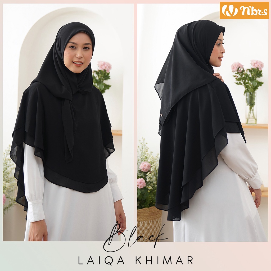 Nibras Hijab Laiqa Khimar Bahan Ceruty Hijab Syar'i Menutup Dada Khimar Segi Empat Kekinian Modern