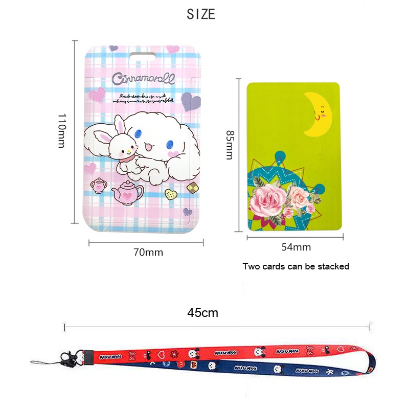 Susi Case Holder Kartu Bis Motif Kartun Sanrio Hello Kitty / Melody Dengan Lanyard Untuk Anak Perempuan