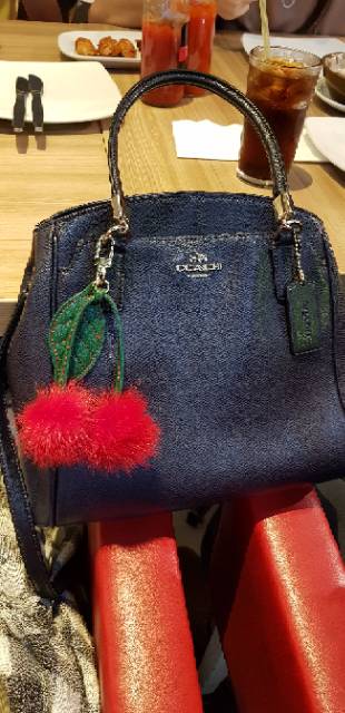 Cherry mink fur bag charm / gantungan tas