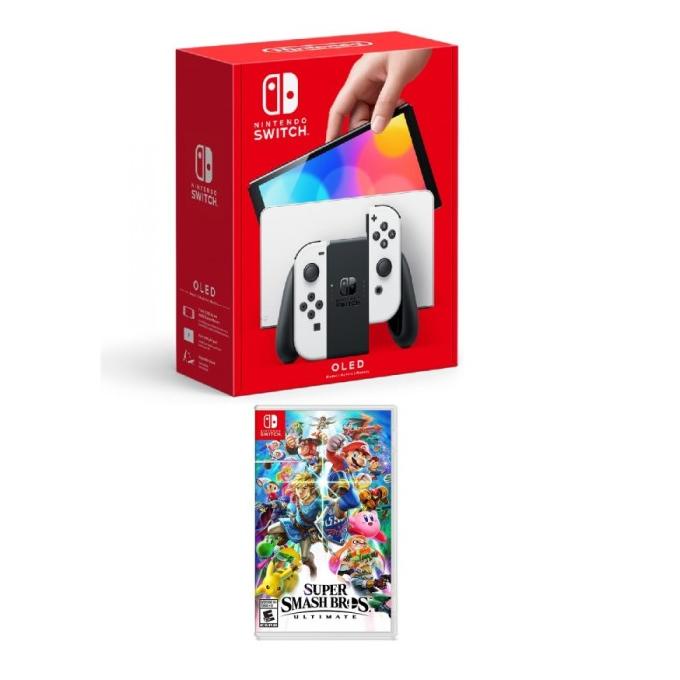 Jual NINTENDO SWITCH OLED + SUPER SMASH BROS ULTIMATE - OLED WHITE