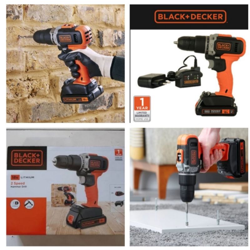 Mesin Bor 18v Cordless BCD003C1-B1 Black Decker Hammer Drill Cordless