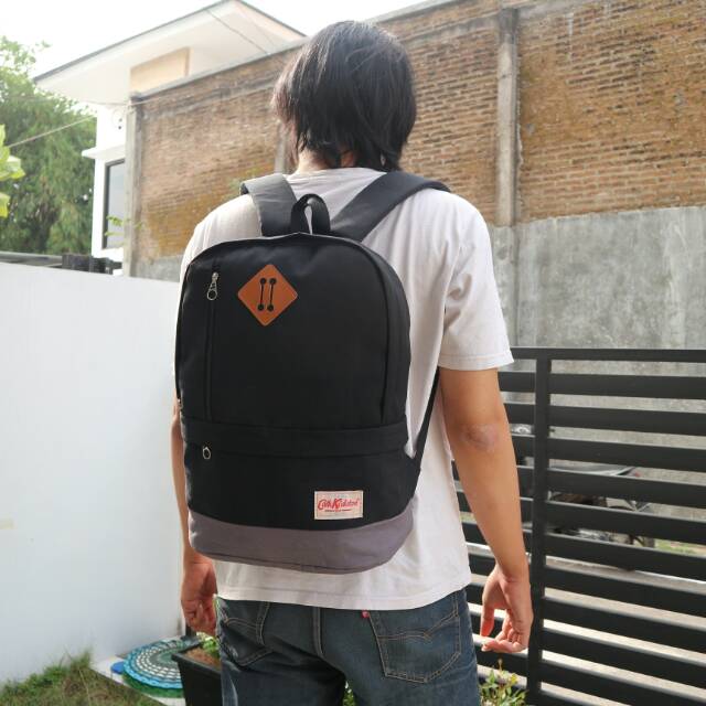 Jual Tas Ransel Kanvas Distro Murah Hitam Fashion Cowok Cewek Terkini