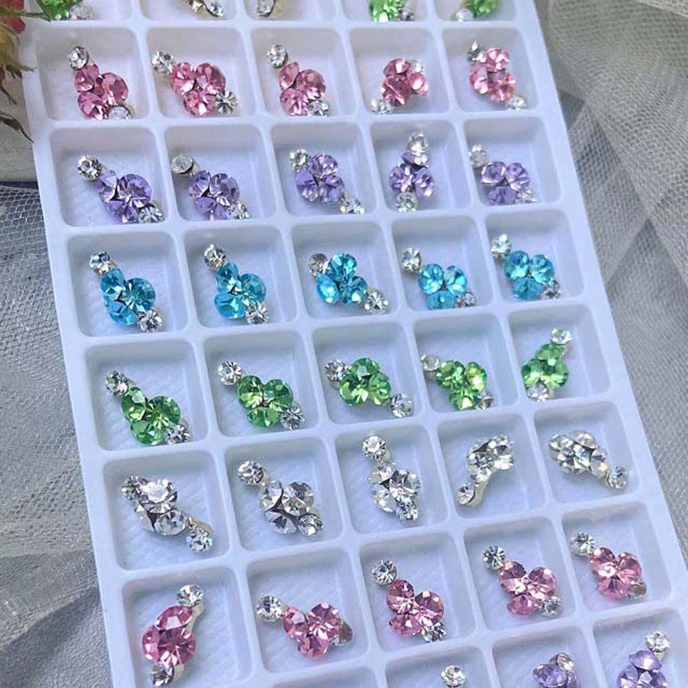 AUGUSTINA Augustina Nail Art Diamond DIY Shiny Nail Charms Warna-Warni Flat Bottom Diamond Nail Dekorasi