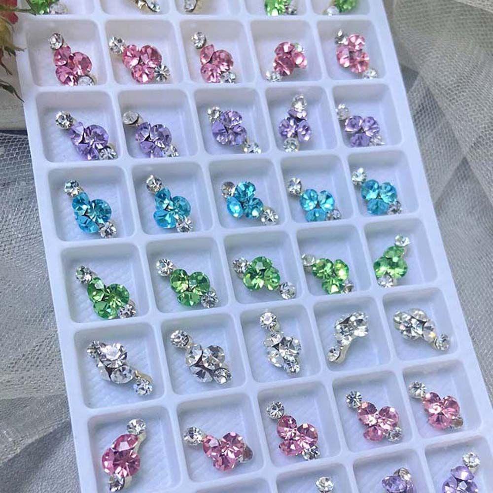 AUGUSTINA Augustina Nail Art Diamond DIY Shiny Nail Charms Warna-Warni Flat Bottom Diamond Nail Dekorasi