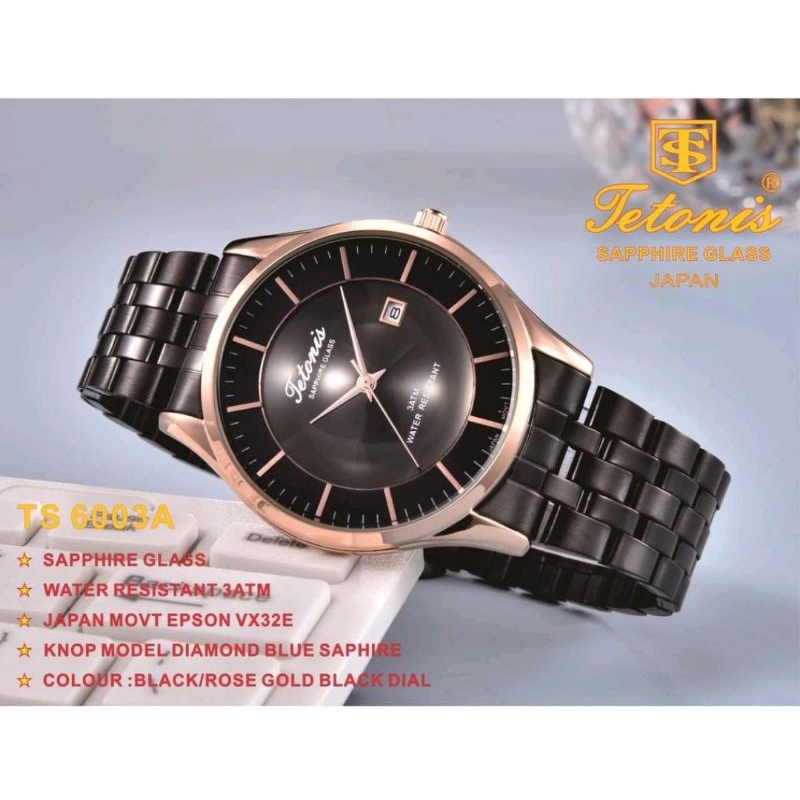 Original Tetonis Jam Tangan Stainliss Steel Tanggal Aktif Jam Terlaris Fashion Pria