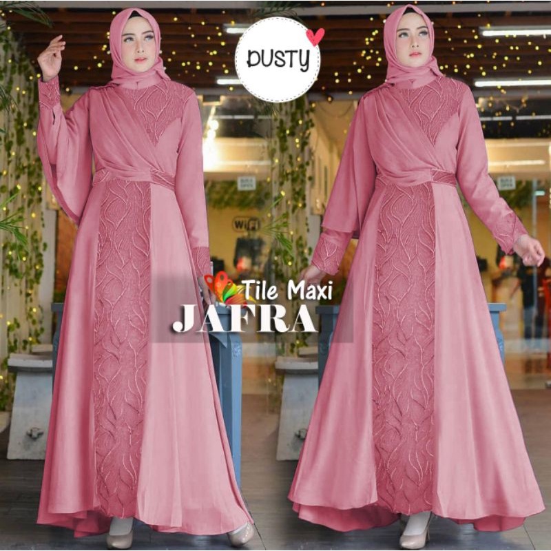 MAXY JAFRA TILE MUTIARA, GAMIS, MUSLIM, MOSCREPE PREMIUM