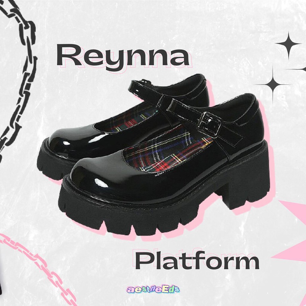 AESTNEEDS Reynna Platform Shoes Aesthetic Mary Jane Shoes Goth Lolita Y2k Pinterest