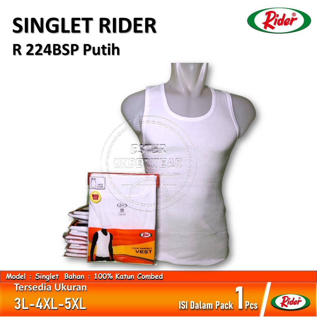 Kaos Dalam Singlet BIG SIZE RIDER R 224 BSP PUTIH ISI 1PCS