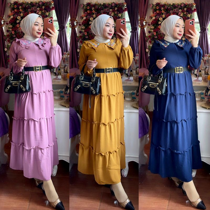 Gamis Maxi Alesa kerah Bordir