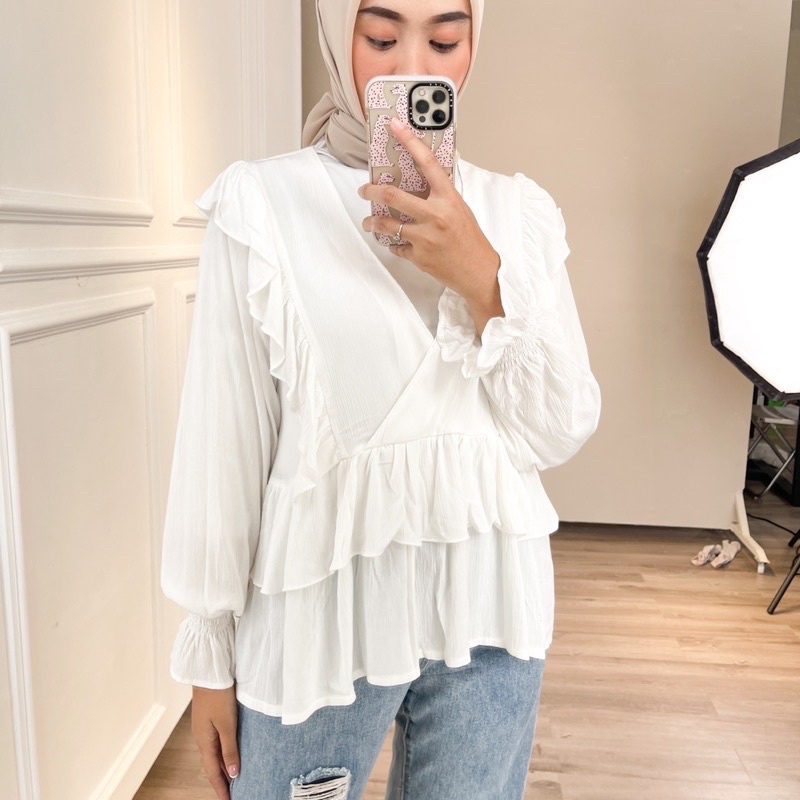 BEFAST - ZSO OOTD Blouse Wanita NUYA / OLIVER BLOUSE / Blouse Wanita Casual / Blouse Lengan Panjang Karet / Blouse Wanita HIjab / Blosue Polos Formal / Fashion Wanita Remaja Modis