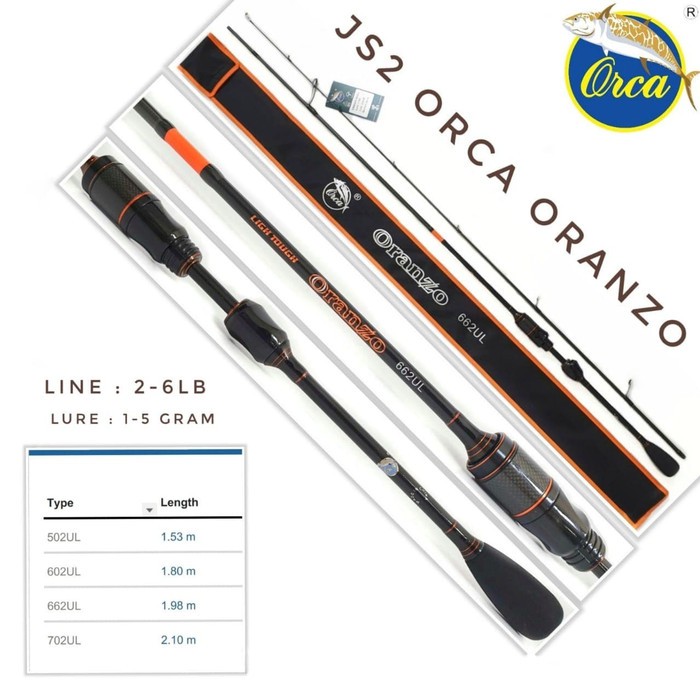 Joran Spinning UL Orca Oranzo 1.80cm 1.98cm 2.10cm 2-6 LB Carbon - Panjang 1.80cm