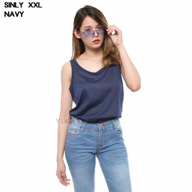 Baju Atasan Kaos Tanktop / Singlet Polos Jumbo Murah Wanita Kekinian