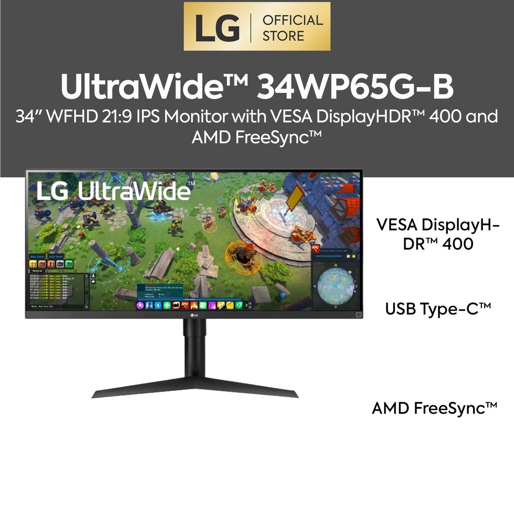 LED LG UltraWide 34WP65G-B 34'' IPS WFHD 1ms 75Hz Monitor with USB-C