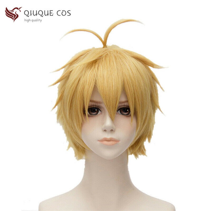 anime the seven deadly sins meliodas short blonde cosplay hair wig  wig cap