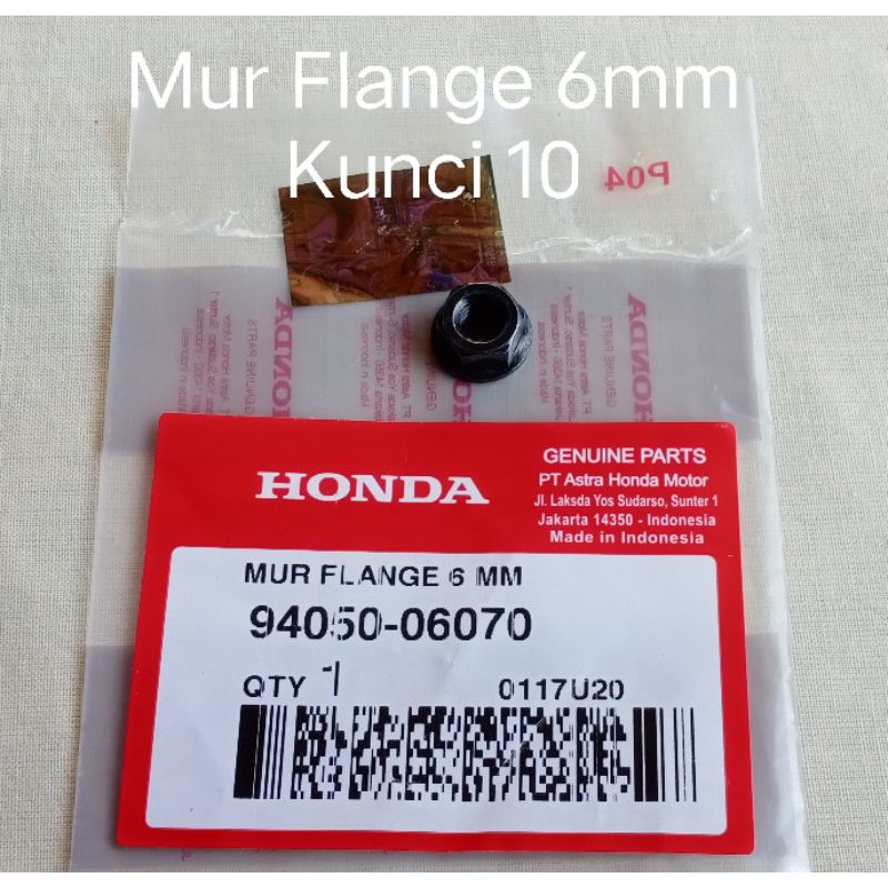 Mur Flange 6mm Kunci 10 Hitam Motor Honda Ori AHM