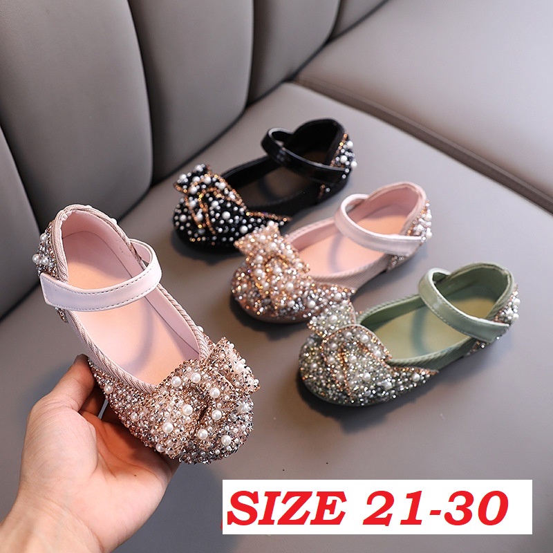 SH19-Sepatu Pesta Anak Perempuan Import Blink Crystal Belt