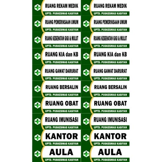 

Papan Nama Ruanga Puskesmas ukuran 10 cm x 30 cm