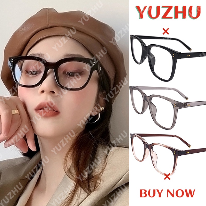 (YUZHU) Korean Style Simple Oversized Square Frame Glasses Daily Replaceable Lenses Eyeglasses Unisex