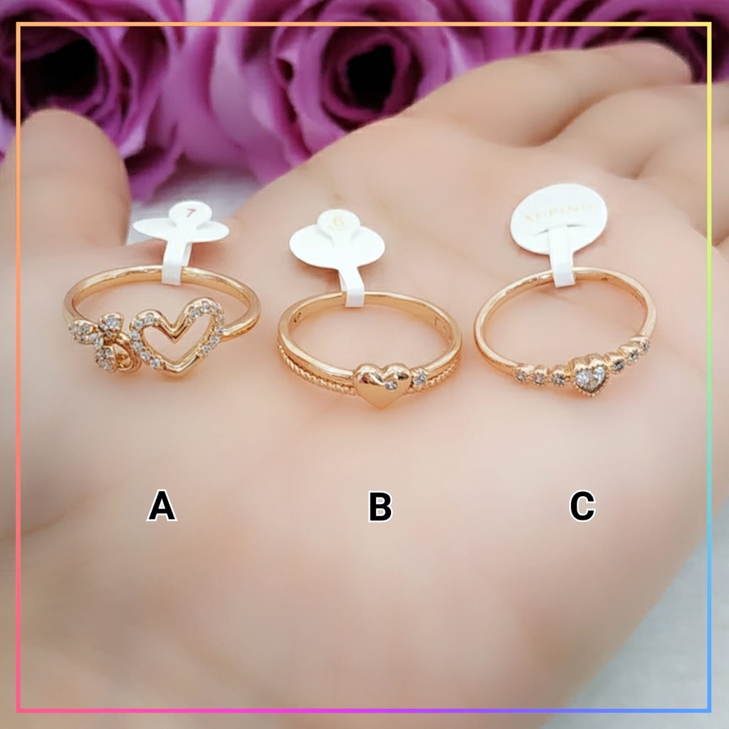 Cincin xuping ori cincin dewasa premium love kupu permata perhiasan lapis emas gold A109