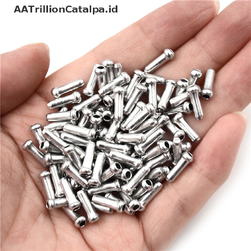 (AATrillionCatalpa) 100pcs Tutup Ujung Kabel Rem Sepeda Bahan Aluminum Warna Silver