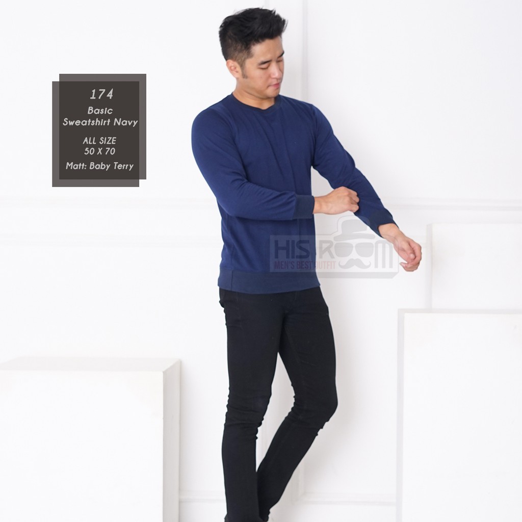 HSRM - Basic Sweater Pria Kaos Pria Lengan Panjang Sweatshirt Polos Premium Sweater Polos 265