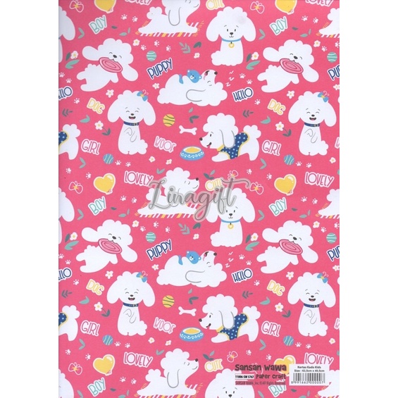 ( 5 Lembar ) PET SANWA - KERTAS KADO PUPPY KITTY KITTEN PUS PUPPY / ANIMAL CAT DOG - GIFT WRAP PAPER SANSAN WAWA BINATANG CUTE HOME LOVER PETS