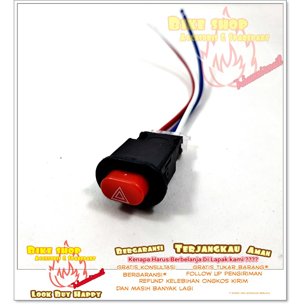 Saklar Lampu Motor Hazard Switch ON OF Push Button