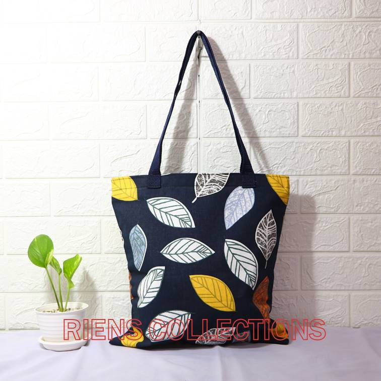 TAS KANVAS TOTEBAG KANVAS MOTIF DAUN NANGKA BIRU. Riens Collections Tas Jogja Tas Souvenir Jogja Oleh Oleh Jogja Malioboro