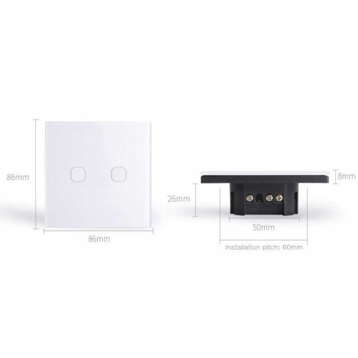 Saklar Lampu Luxury Touch LED with Remote Switch - 2 Tombol - 1 Tombol