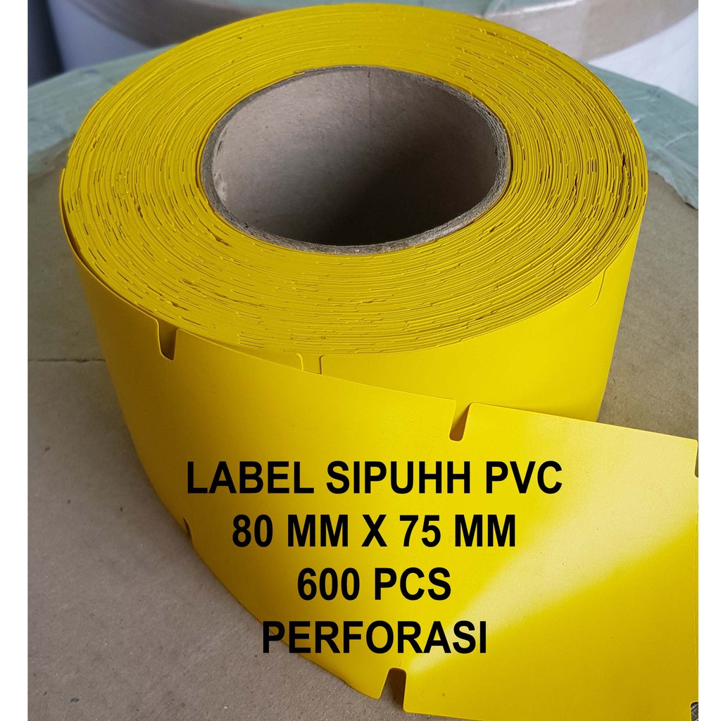 

LABEL KUNING SIPUHH PVC PERFORASI 80 X 75 MM ISI 600 PCS CORE 3 INCH