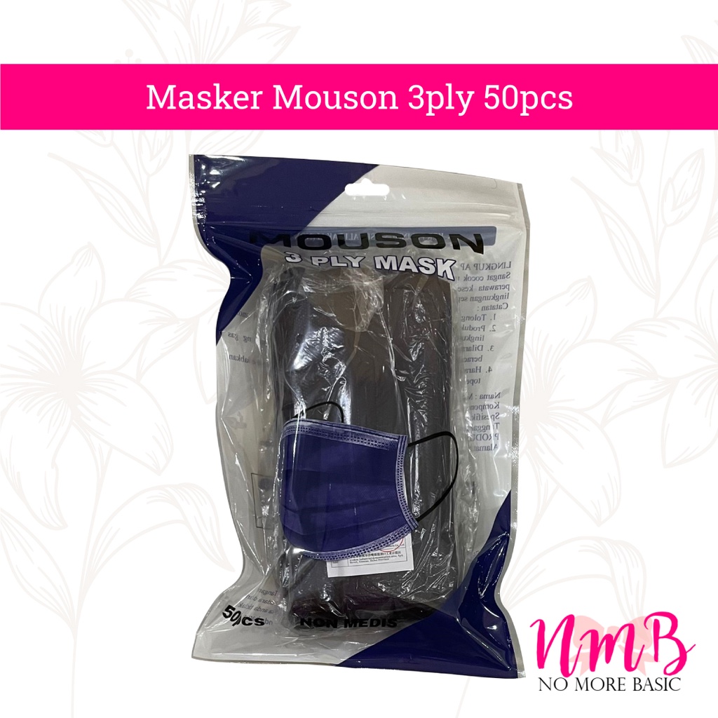 Masker Earloop 3 PLY Disposable Mask MOUSON 50 PCS Kemenkes